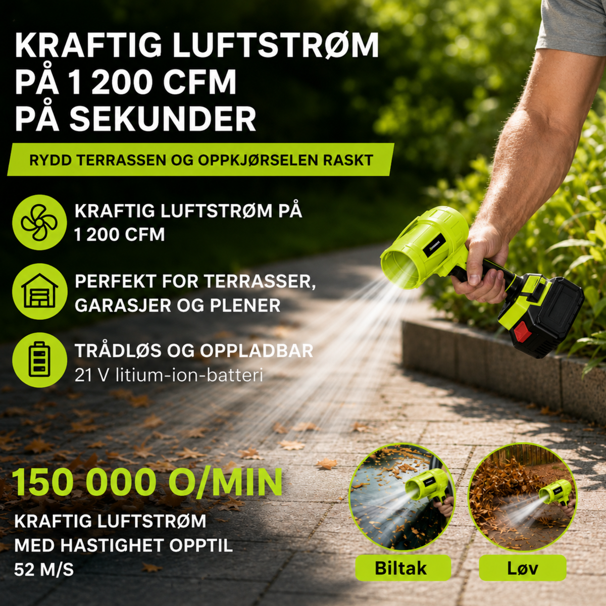 AirBlow Pro™ | Ultralett og kraftig trådløs blåser