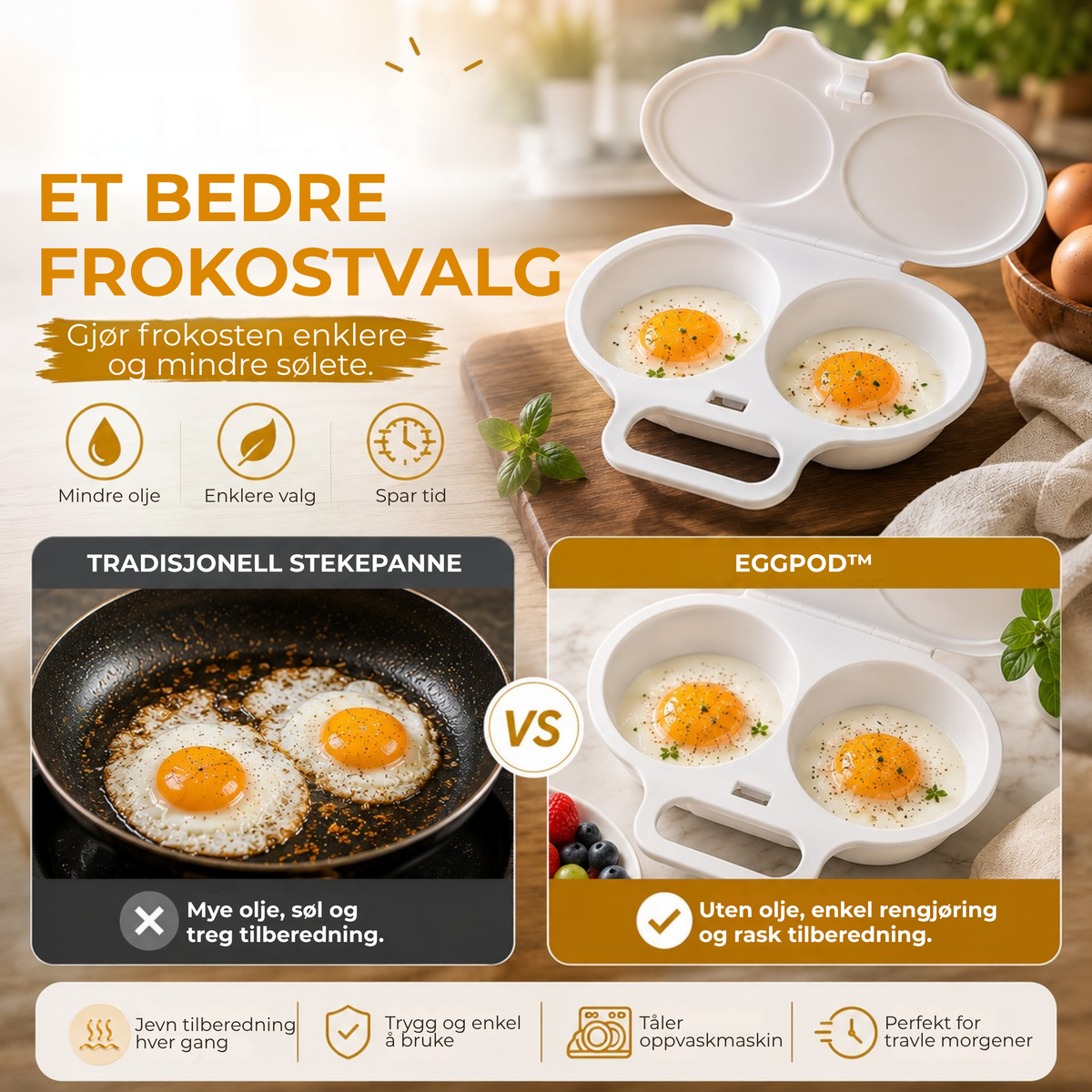 EggPod™ | Raske egg uten stekepanne