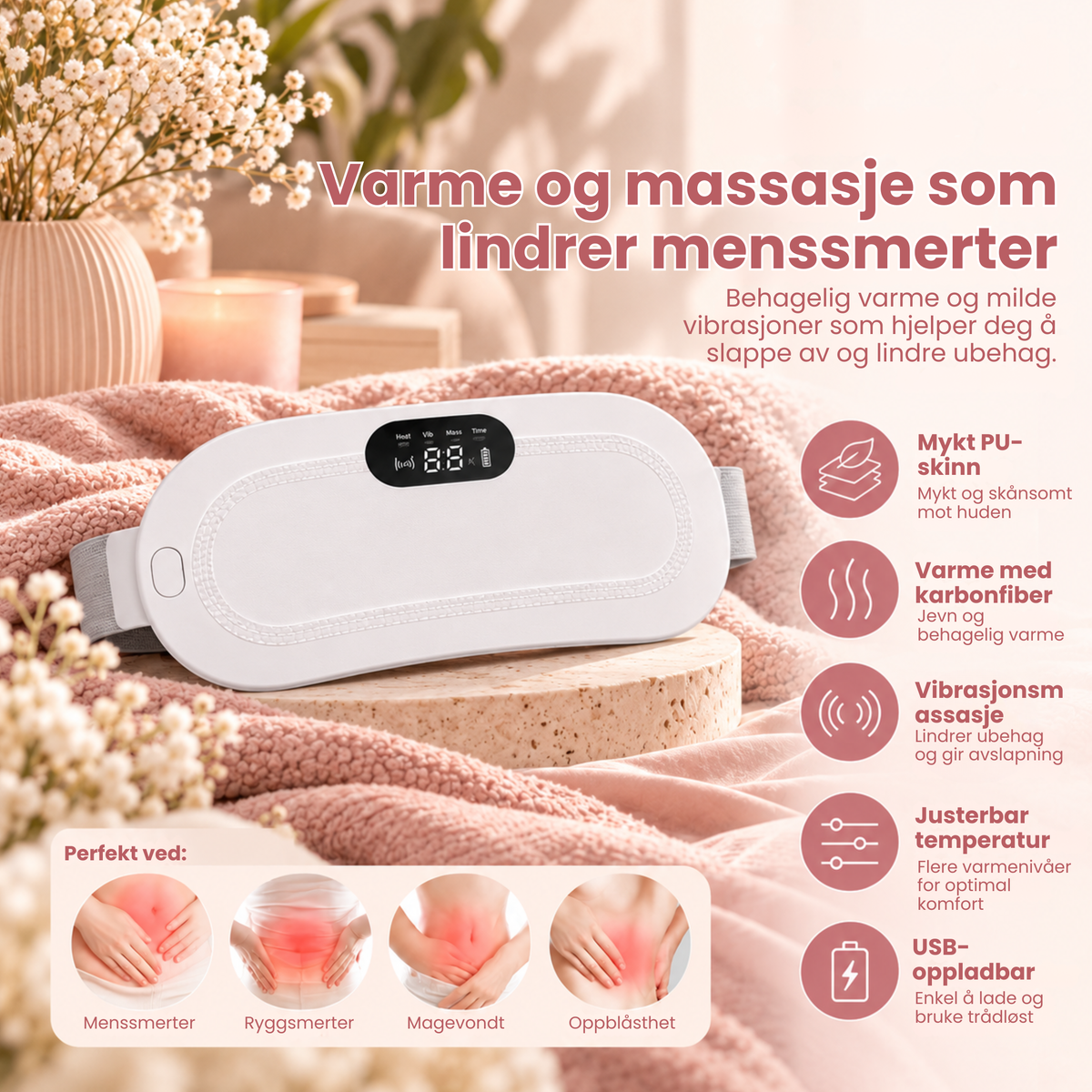 MånePuls™ | Behagelig varme for mage og midje, akkurat når du trenger det