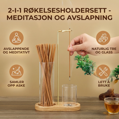 ZenFlow™ | Røkelsesholdersett for meditasjon og avslapning med glassbeholder for aske